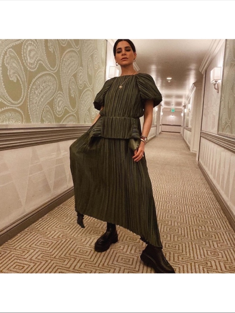 Cult Giai Pleated Nadira Dress Cypress Metallic - Picture 2 of 16